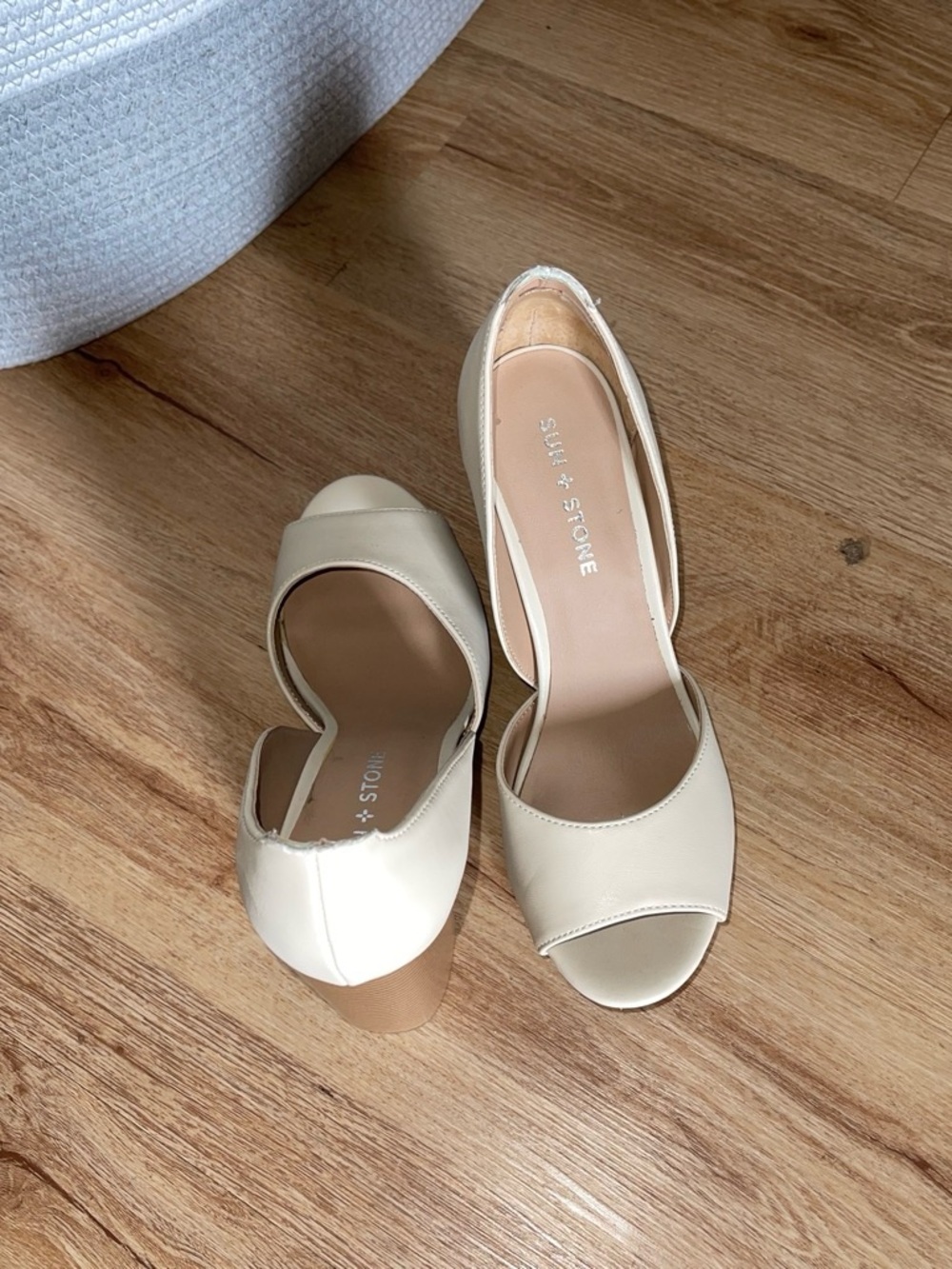 Sole + Stone Cream Open-Toe Block Heel Sandals